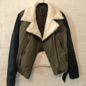 Walter Baker - Faux leather sleeves / fur collar
